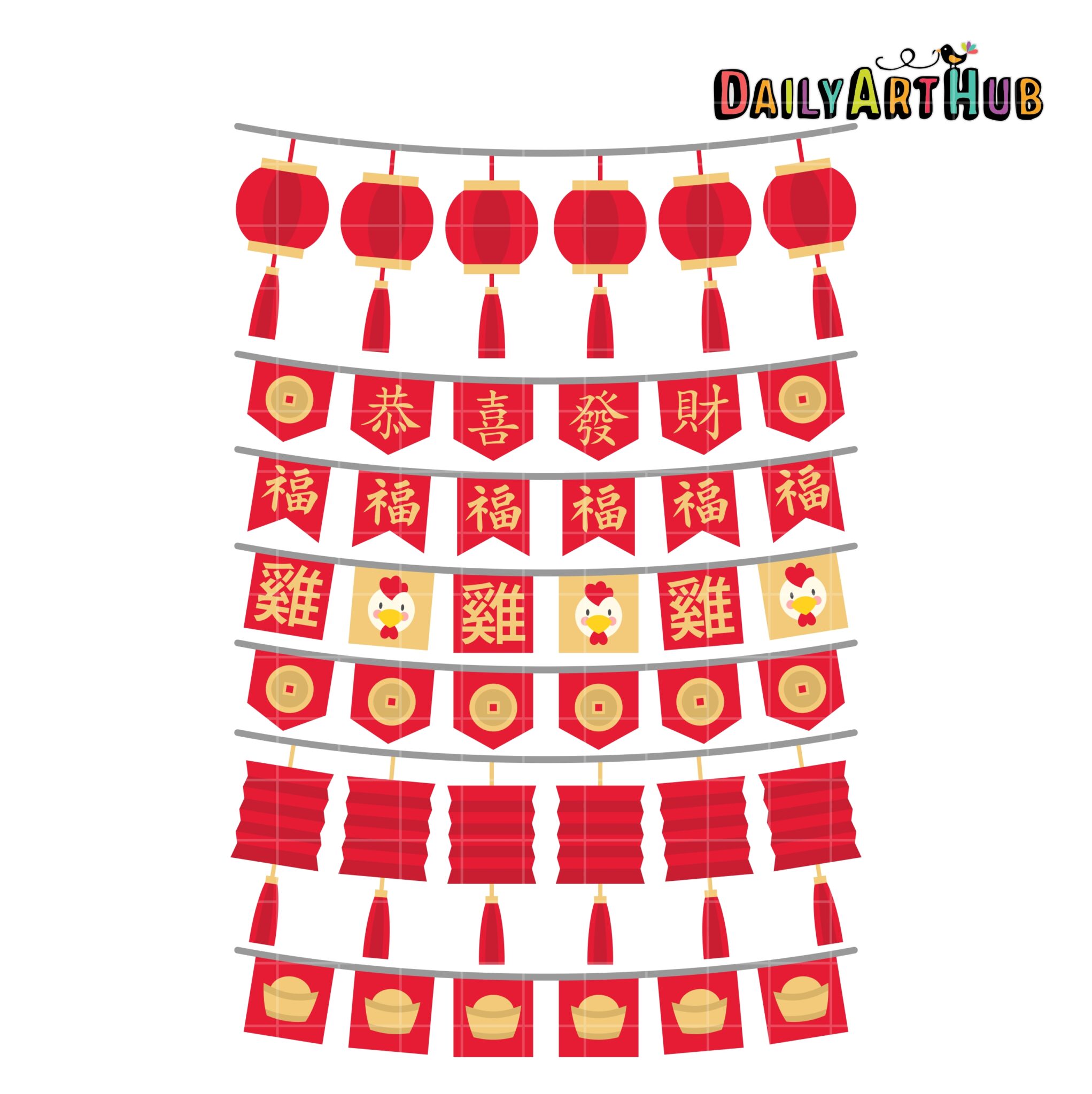 chinese new year bunting clip art set – daily art hub // graphics